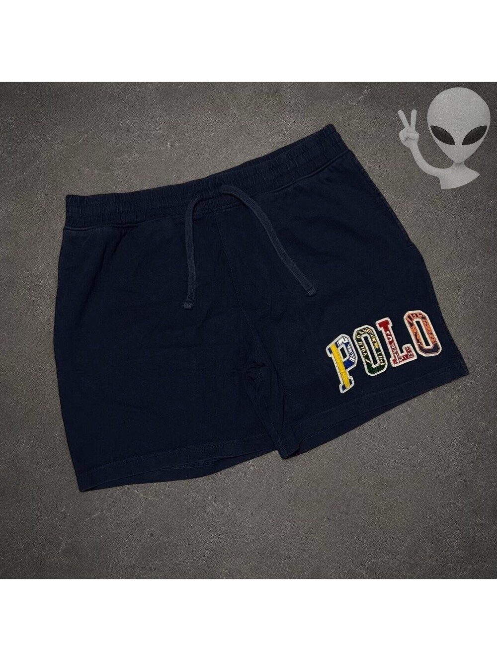 Polo Ralph Lauren Men 6-Inch Logo Jersey Shorts Navy Size M Spell Out